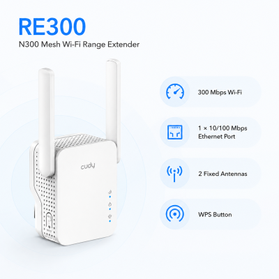 CUDY RE300 IL N300 Mesh Wi Fi Range Extender 3